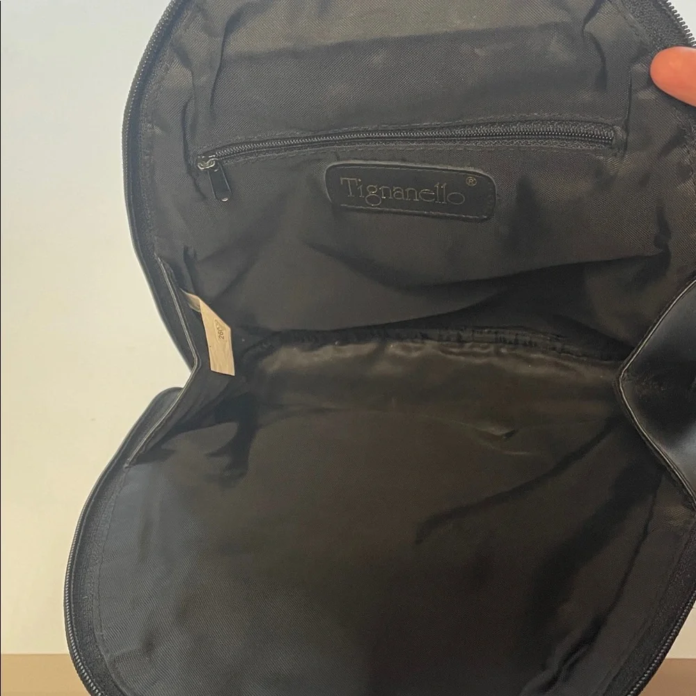 Tignanello Black Leather Backpack Purse